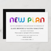 虹の新しい計画延期結婚式カード 招待状 (正面/裏面)