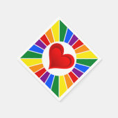 虹の旗のボタンレイとハート+アイディア スタンダードカクテルナプキン (角)