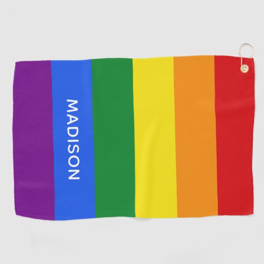 虹の旗の名前をカスタムするのゴルフタオル ゴルフタオル (横)