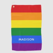 虹の旗の名前をカスタムするのゴルフタオル ゴルフタオル (正面)