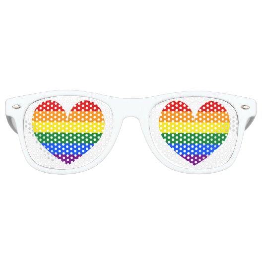虹の旗の愛ハートシンボルパーティーの色合い レトロサングラス (正面)