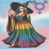 虹の旗の服のトランスジェンダーの魔女 シール (正面)