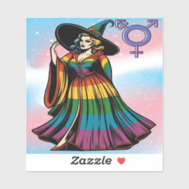 虹の旗の服のトランスジェンダーの魔女 シール
