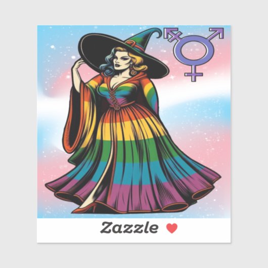 虹の旗の服のトランスジェンダーの魔女 シール (シート)