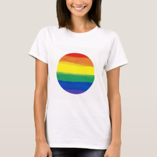虹の旗の正方形の油性ペイント Tシャツ