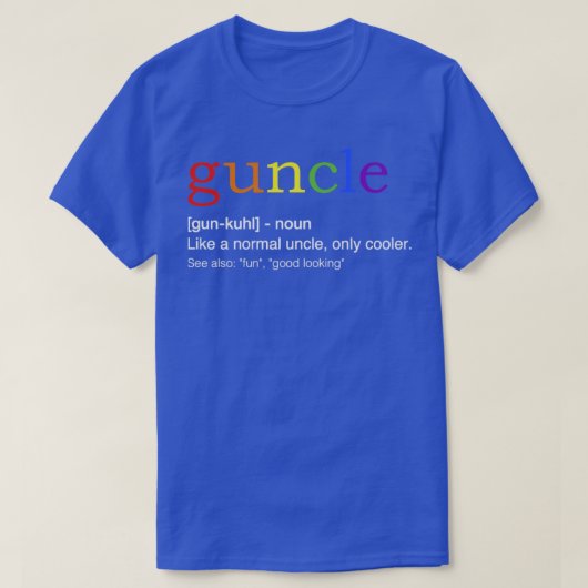虹の旗の色でガンクルゲイ叔父 Tシャツ (デザイン正面)