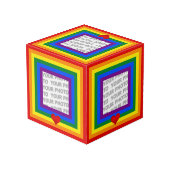 虹の旗の色とハート+あなたのアイディア フォトキューブ (裏面アングル)