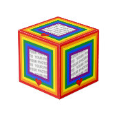 虹の旗の色とハート+あなたのアイディア フォトキューブ (正面アングル)