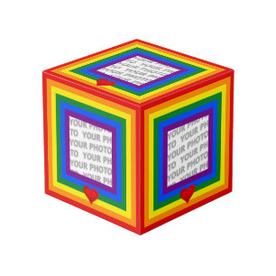 虹の旗の色とハート+あなたのアイディア フォトキューブ