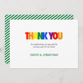 虹の旗の色 ゲイのウェディング サンクスカード 招待状 (正面/裏面)