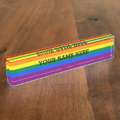 虹の旗の色+テキスト デスクネームプレート (側面)