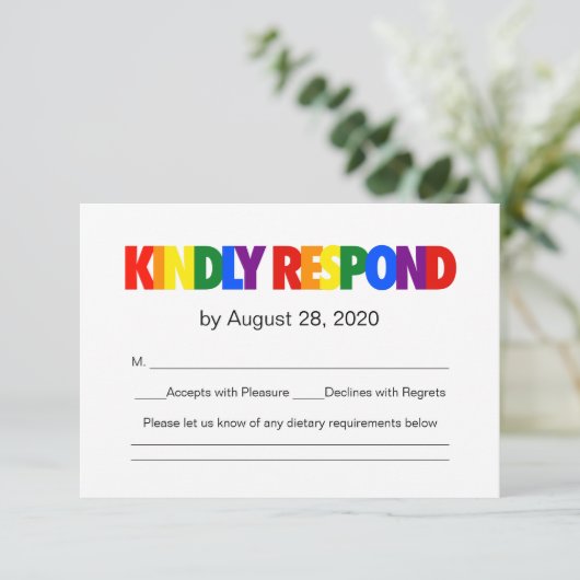 虹の旗の陽気な結婚式の応答 出欠カード (スタンド正面)