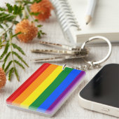 虹の旗のlgbtのゲイプライドの男女同権主義者 キーホルダー (正面右)