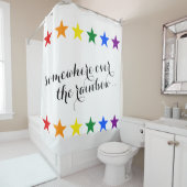 虹の旗は星の花輪を着色します + あなたのアイディア シャワーカーテン (インサイチュ)