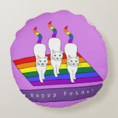虹の旗を持つ幸せなプライドLGBT猫 ラウンドクッション (裏面)