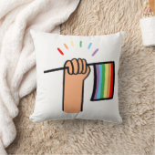 虹の旗を振る手を引く クッション (ブランケット)