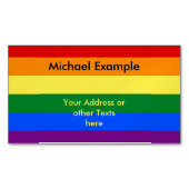 虹の旗色 + あなたの文字及びアイディア マグネット名刺 (正面)