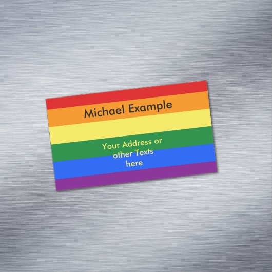 虹の旗色 + あなたの文字及びアイディア マグネット名刺 (インサイチュ)