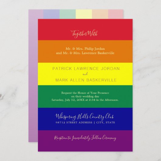 虹の旗 結婚式 招待状 (正面/裏面)