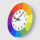 虹の明るい色の大きな丸い時計 ラージ壁時計 (傾斜)
