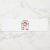 虹の明るい色の誕生日パーティー ペットボトルラベル (シングルラベル)