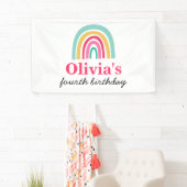 虹の明るい色の誕生日パーティー 横断幕 (インサイチュ)