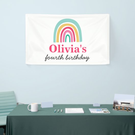 虹の明るい色の誕生日パーティー 横断幕 (トレードショー)