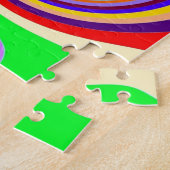 虹の明るくサイケデリックなポップアートキャンデーの渦巻 ジグソーパズル (側面)