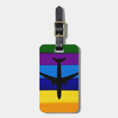 虹の明るくストライプな飛行機の荷物のラベル ラゲッジタグ (正面縦)