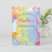 虹の星がきらきらと可愛らしい誕生日招待状 招待状 (スタンド正面)