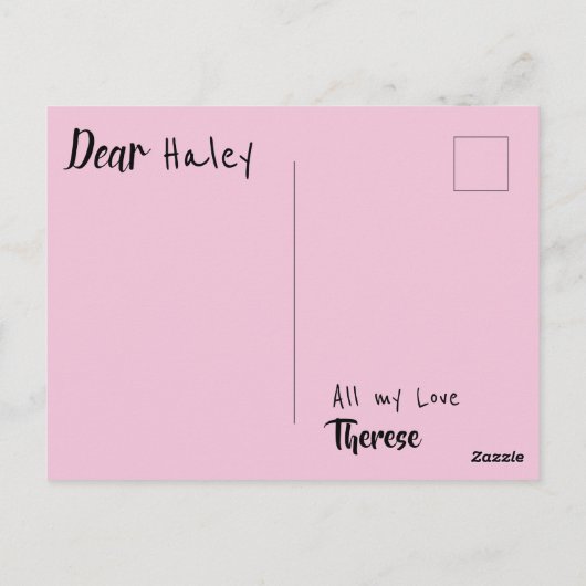 虹の星とエレガントのかわいらしユニコーン願い ポストカード (裏面)