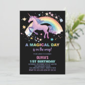 虹の星のユニコーンの誕生日招待状 招待状 (スタンド正面)