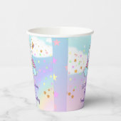 虹の星の上のかわいい一角猫1歳の誕生日 紙コップ (左)