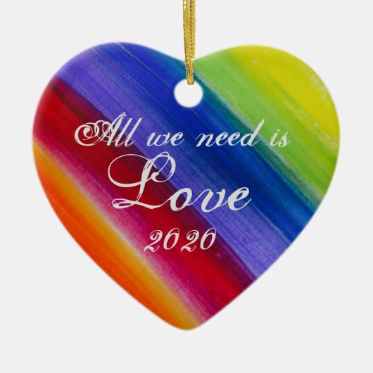 虹の木とストライプ セラミックオーナメント (正面)