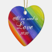 虹の木とストライプ セラミックオーナメント (左)