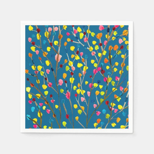 虹の木の水色 スタンダードカクテルナプキン (正面)