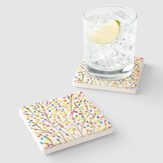 虹の木の水色 ストーンコースター (横)