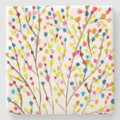 虹の木の水色 ストーンコースター (正面)