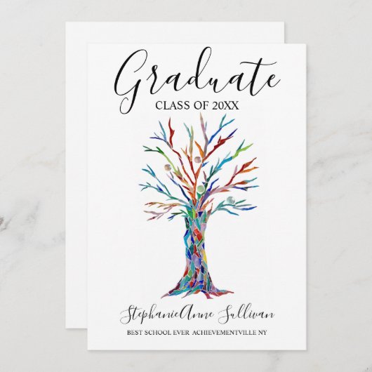 虹の木モダンの卒業発表 案内状 (正面/裏面)