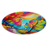 虹の木：鮮やかな森 カッティングボード (角)