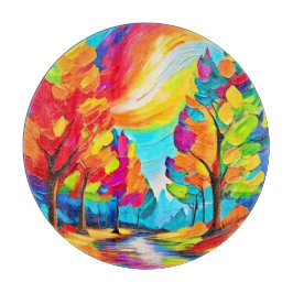 虹の木：鮮やかな森 カッティングボード