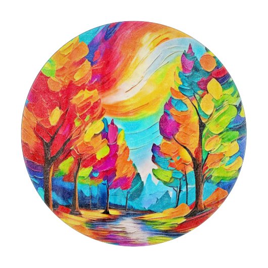 虹の木：鮮やかな森 カッティングボード (正面)