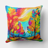 虹の木：鮮やかな森 クッション (裏面)