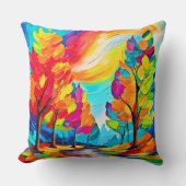 虹の木：鮮やかな森 クッション (正面)