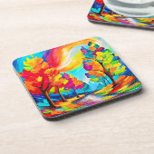 虹の木：鮮やかな森 コースター (左側)