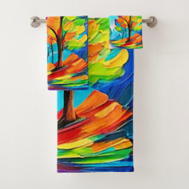 虹の木：鮮やかな森 バスタオルセット