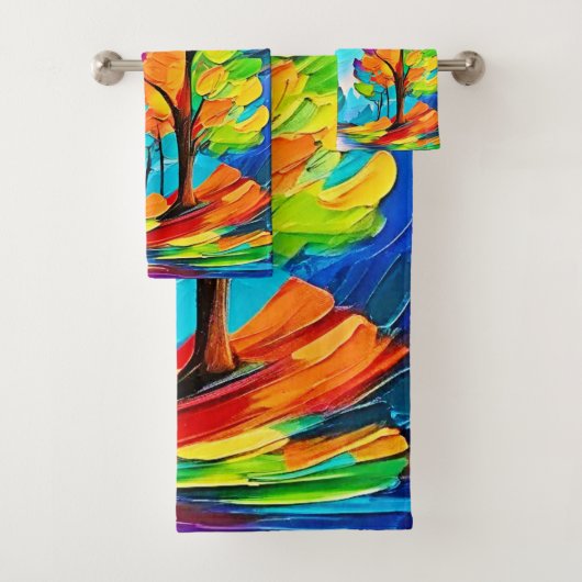 虹の木：鮮やかな森 バスタオルセット (インサイチュ)