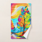 虹の木：鮮やかな森 バスタオルセット (ハンドタオル)