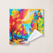 虹の木：鮮やかな森 バスタオルセット (ウォッシュタオル)