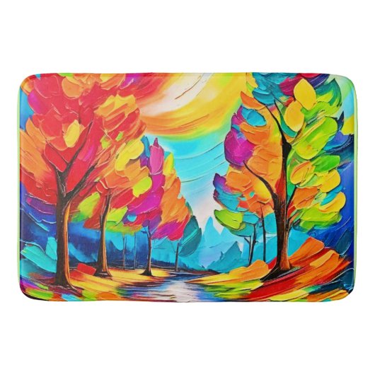 虹の木：鮮やかな森 バスマット (正面)